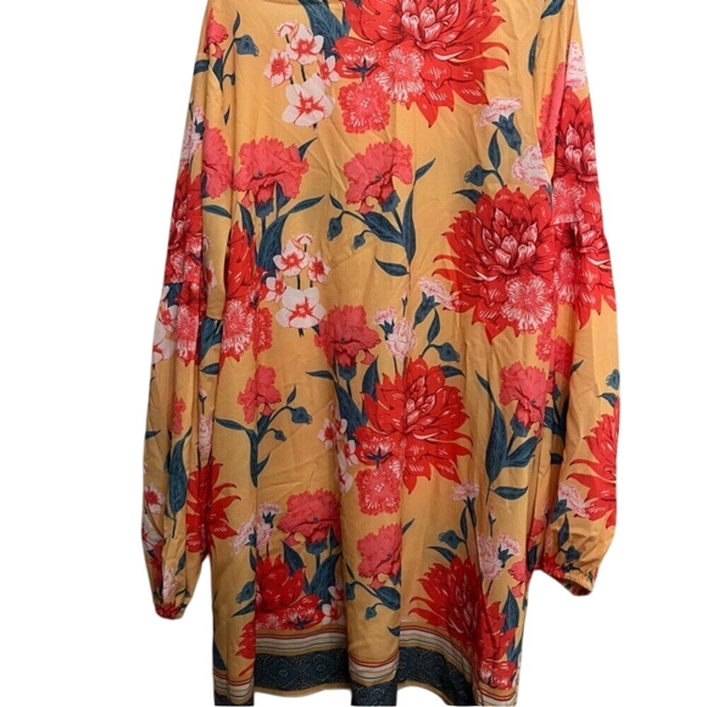 Umgee Women's 2XL Pink Yellow Blue Long Sleeved Summer Dress - Picture 5 of 8